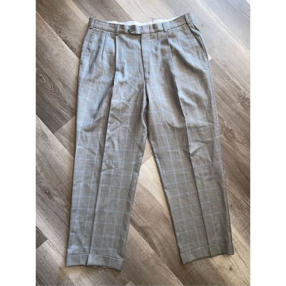 Lanificio Comero Gray Blue Plaid Italian Wool Linea Naturale Pants, Men's Sz 38 - Picture 3 of 14
